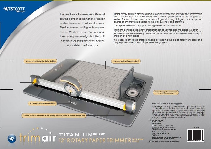 How do you replace blades on Westcott 12 TrimAir Titanium Bonded Cut and  Score Blade Paper Trimmer #15163 & #15164? – Acme United Corporation Help  Center